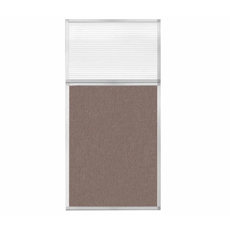 Versare Hush Panel Configurable Cubicle Partition 3' x 6' W/ Window Latte Fabric Clear Fluted Window 1852313-1